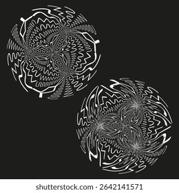Spiral energy icon. Twisted circular forms. Vector black vortex. Optical illusion shape.