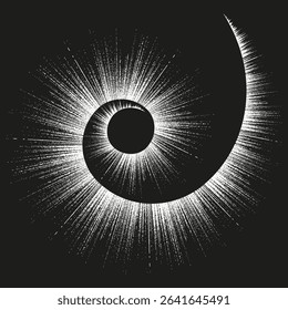 Spiral energy vector. Light burst icon. Radiating circular shape. Abstract motion form.