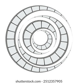 Diseño de tira de película en espiral. Abstractas ilustración de carrete de película. Vector gráfico.