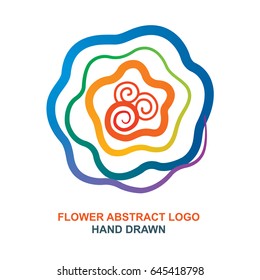 Spiral flower abstract logo, icon and design element. Rainbow colors vector theme.