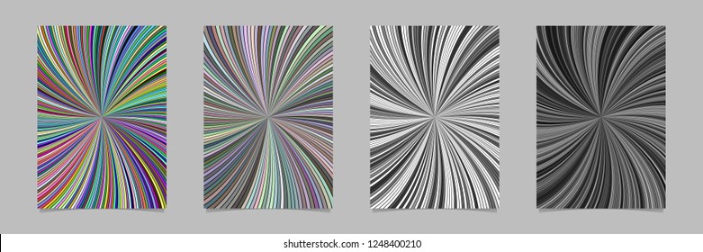 Spiral flyer background template set - vector stationery graphic designs with curved striped rays