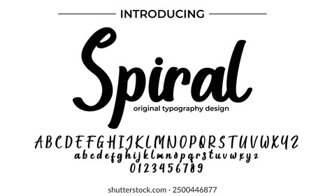 Spiral Font Stylish brush painted an uppercase vector letters, alphabet, typeface