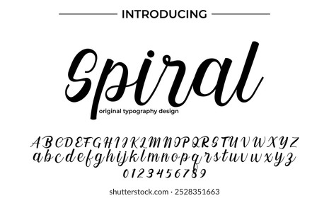 Spiral Font Stilvoller Pinsel gemalt ein Großbuchstaben, Buchstaben, Schrift