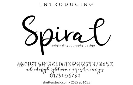 Spiral Font Stylish brush painted an uppercase vector letters, alphabet, typeface