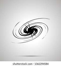 Spiral galactic, simple black icon with shadow