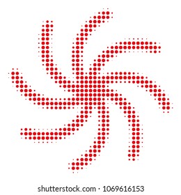 Spiral Galaxy halftone vector pictogram. Illustration style is dotted iconic Spiral Galaxy icon symbol on a white background. Halftone texture is round blots.