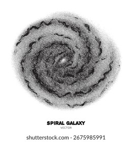 Spiralgalaxie. Einzelnes Element handgezeichnet mit Tinte. Pointillismus, gepunktet