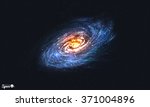 Spiral Galaxy on Cosmic Background. Vector illustration for your artwork