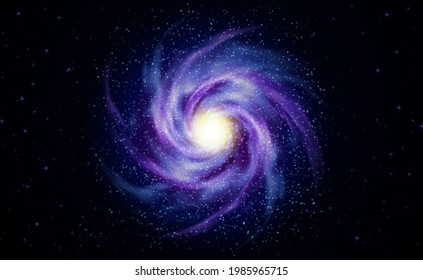 Spiral Galaxy on Cosmic Background. The universe stars, nebula. Vector illustration for your artwork.