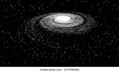 Spiral galaxy in space. Futuristic landscape, with noise texture . Night landscape .Vector illustration