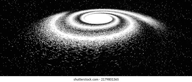 Spiral galaxy in space. Futuristic landscape, with noise texture . Night landscape .Vector illustration