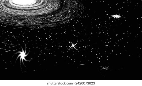 Spiral galaxy in space. Futuristic landscape, with noise texture . Night landscape .Vector illustration