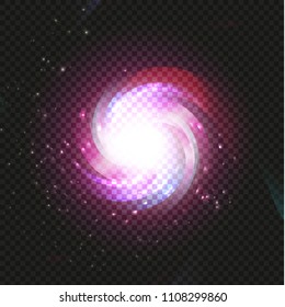 Spiral galaxy, space nebula illustration, astronomy, universe on black cosmic background.