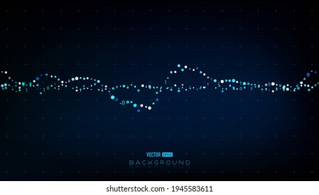 Spiral gene sequence on dark blue background, Abstract vector technology background.