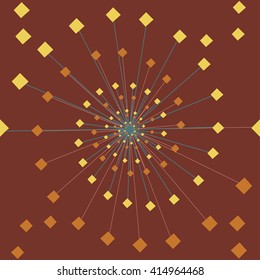 Spiral geometric seamless pattern. Abstract squares shapes on brown background