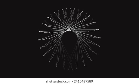 Spiral geometric sound wave rhythm element monochrome background