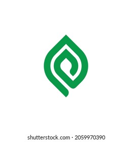 Spiral Geometry Green Leaf Simple Logo Vector