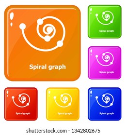 Spiral graph icons set collection vector 6 color isolated on white background