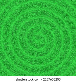Spiral grass background. Circular green leaves pattern vector illustration. Natural background use for product display.