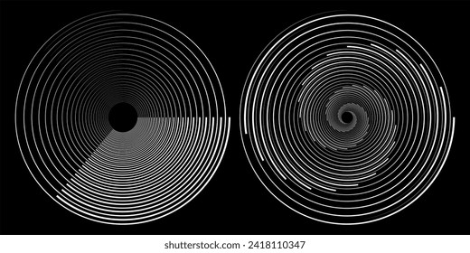 Spiral with gray colors lines as dynamic abstract vector background or logo or icon. Yin and Yang symbol. spiral line