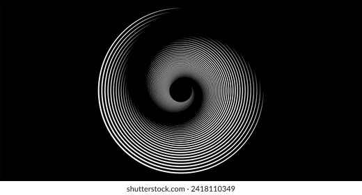 Spiral with gray colors lines as dynamic abstract vector background or logo or icon. Yin and Yang symbol. line circle modern