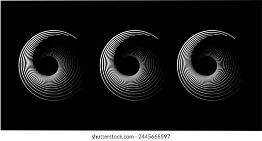 Spiral with gray colors lines as dynamic abstract vector background or logo or icon