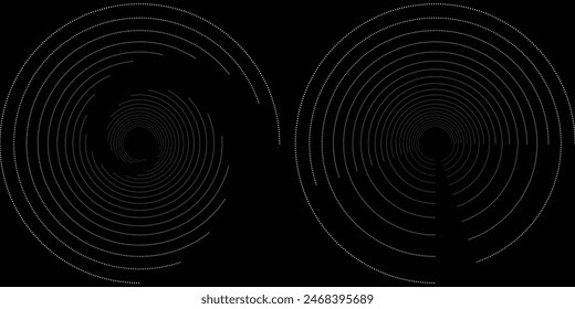 Espiral con líneas de colores grises como fondo de Vector abstracto dinámico o logotipo o ícono. espiral círculo abstracto punto espiral