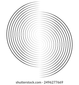 Spiral with gray colors lines as dynamic abstract vector background or logo or icon. Yin and Yang symbol.