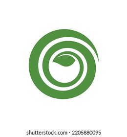 Spiral Green Leaf Logo Design Template