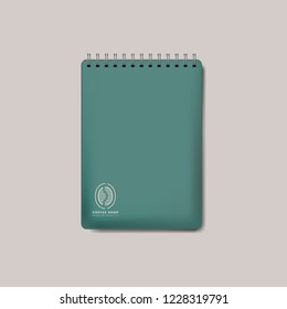 Spiralgrünes Notebook, einzelne Vektorgrafik