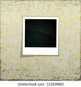 Spiral grunge scrapbook banner with empty photo frame for Your picture, vector eps10 illustration