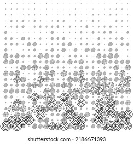 Spiral halftone gradient random pattern background. Vector illustration.