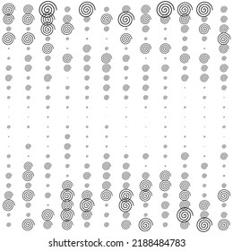 Spiral halftone gradient random pattern background. Vector illustration.