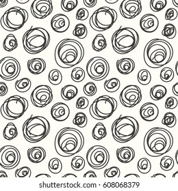 Spiral hand drawing simple monochrome seamless pattern