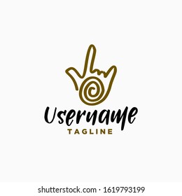 spiral hand logo design inspiration . spiral monoline hand logo design template . metal hand logo design