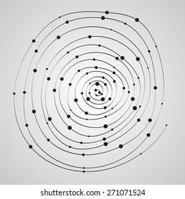 spiral hand-drawn with circles along the way. doodle abstract background