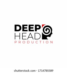 Spiral head logo template, State of hypnosis logo design, Spiral shape on head vector design, Deep head logotype