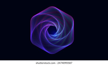 Spiral hexagon wave rhythm dynamic deep hole abstract background