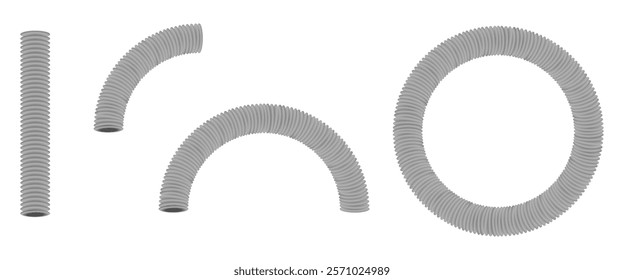 spiral hose or pipe set vector illustration isolated on white background.	