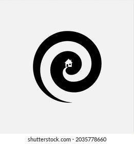 plantilla de diseño vectorial de icono de icono de espiral y casa