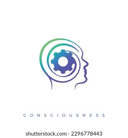 Cabeza humana espiral con conciencia, intelecto y mente. Símbolo vector.