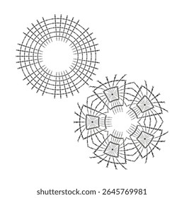 Icono espiral de arte. Símbolo de flujo circular. Vector negro. Ilustración de giro geométrico.