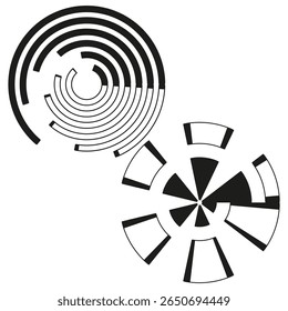 Padrão de ícone em espiral. Design de curva preta. Ilustração de torção geométrica. Símbolo de movimento do vetor.