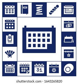 conjunto de iconos de espiral. 17 iconos de espiral rellenos. Calendario incluido, Bloc de notas, Shell, bloc de notas, muelle, caramelos de palos, iconos de goma