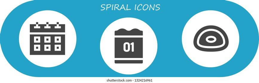 spiral icon set. 3 filled spiral icons.  Simple modern icons about  - Calendar, Gummy