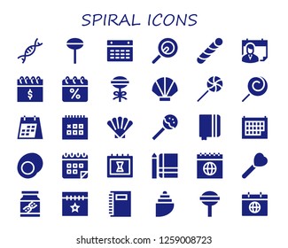  spiral icon set. 30 filled spiral icons. Simple modern icons about  - Genetic, Lollipop, Calendar, Stick candy, Seashell, Shell, Notebook, Gummy, Dna