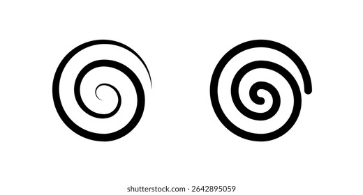 Spiral Icon Set. A black icon of a spiral, representing design or motion.