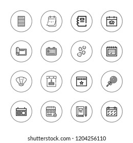 Spiral icon set. collection of 16 outline spiral icons with calendar, carpet, lollipop, gummy, mat, notebook icons.