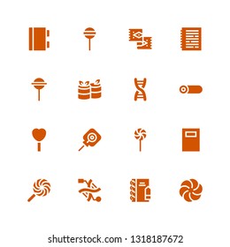 spiral icon set. Collection of 16 filled spiral icons included Vortex, Notepad, Dna, Lollipop, Notebook, Roll, Rolls, Rug