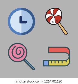 spiral icon set. vector set about lollipop, measuring tape and clock icons set.